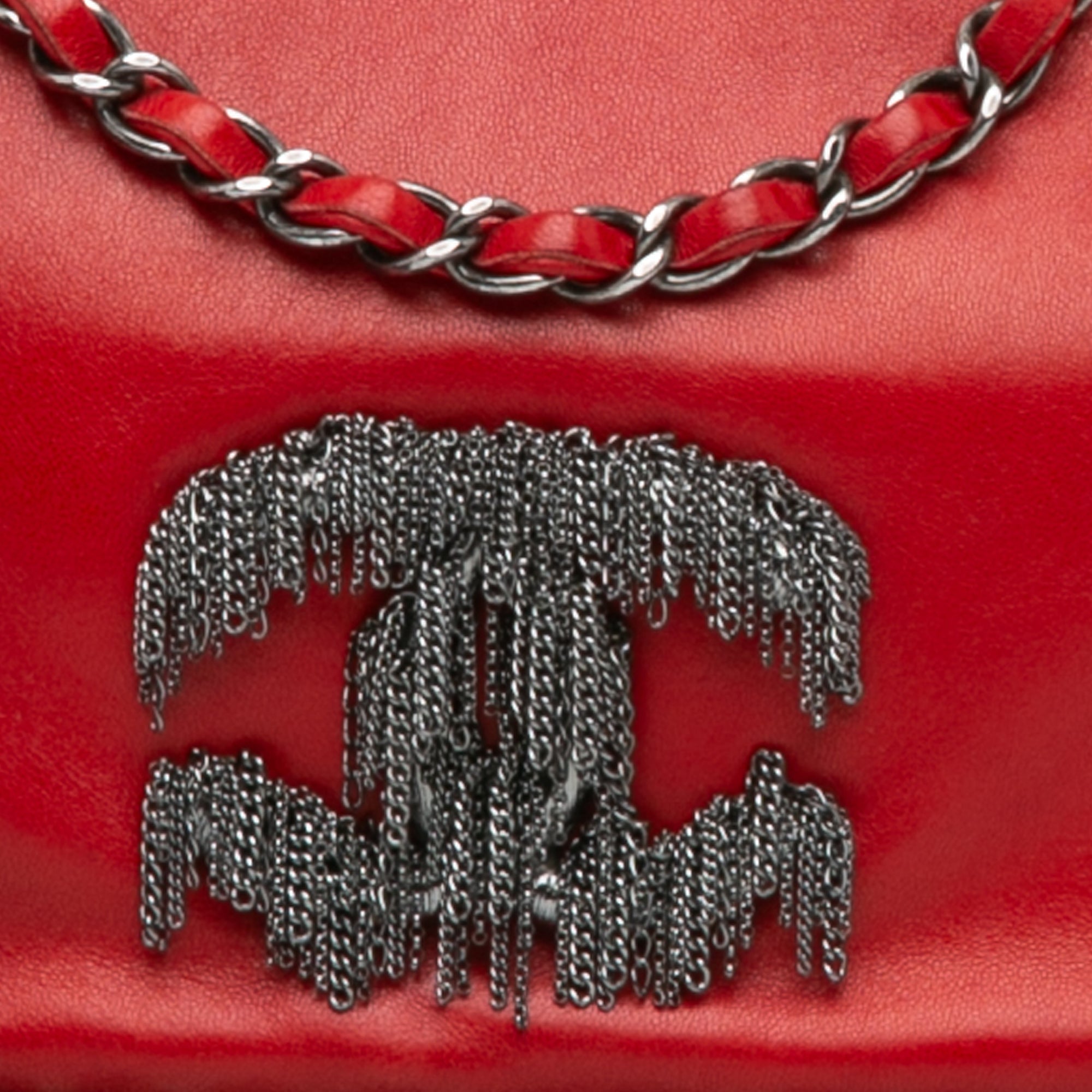 Small Lambskin Rock and Cabaret Fringe Chain CC Flap