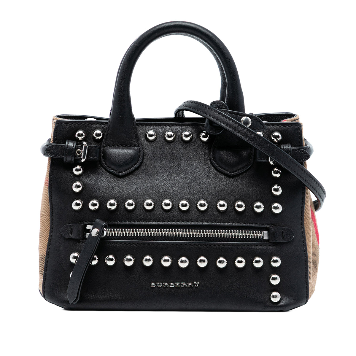 Baby Banner Studded Leather and House Check Tote