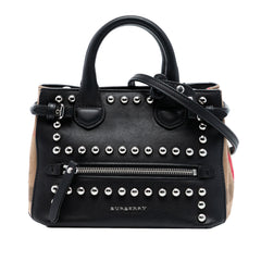 Baby Banner Studded Leather and House Check Tote