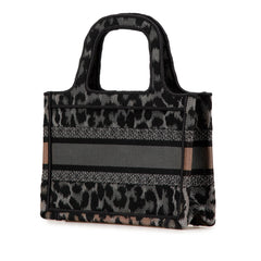 Mizza Mini Embroidered Canvas Leopard Book Tote