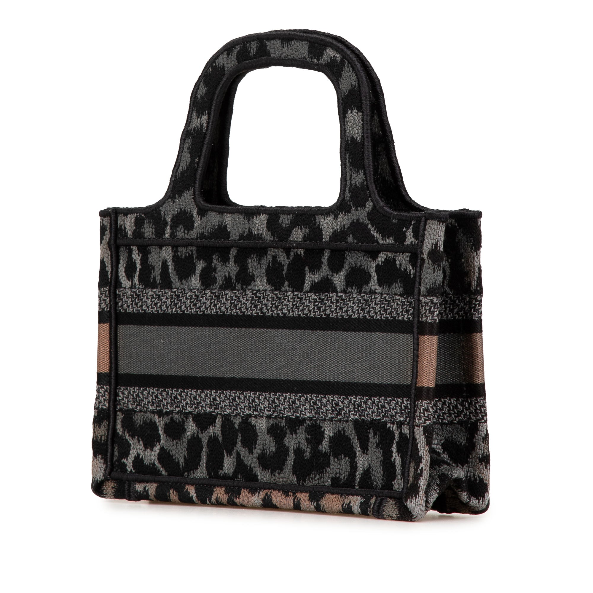 Mizza Mini Embroidered Canvas Leopard Book Tote