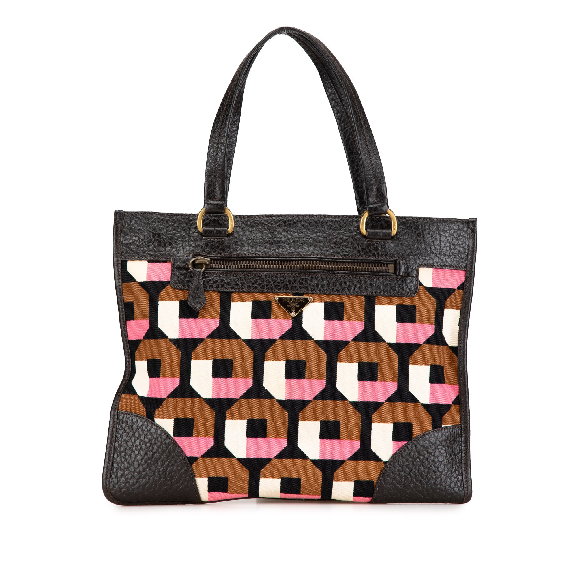 Leather Trimmed Printed Canvas Tote