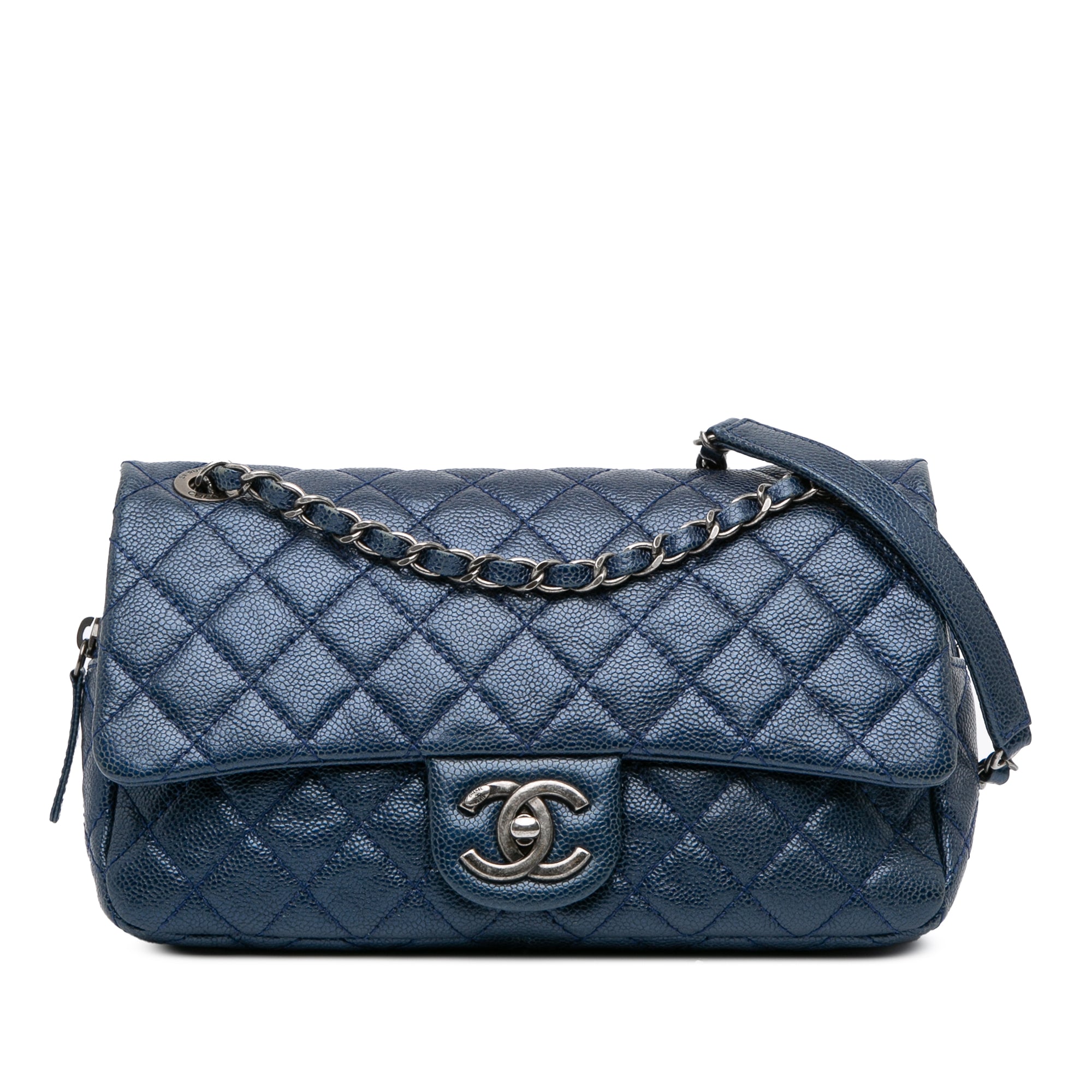 Medium Quilted Iridescent Caviar Easy Flap