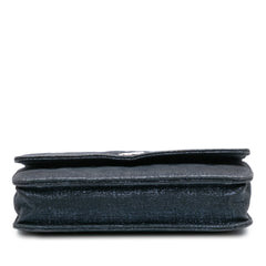 CC Quilted Metallic Fabric Wallet On Chain