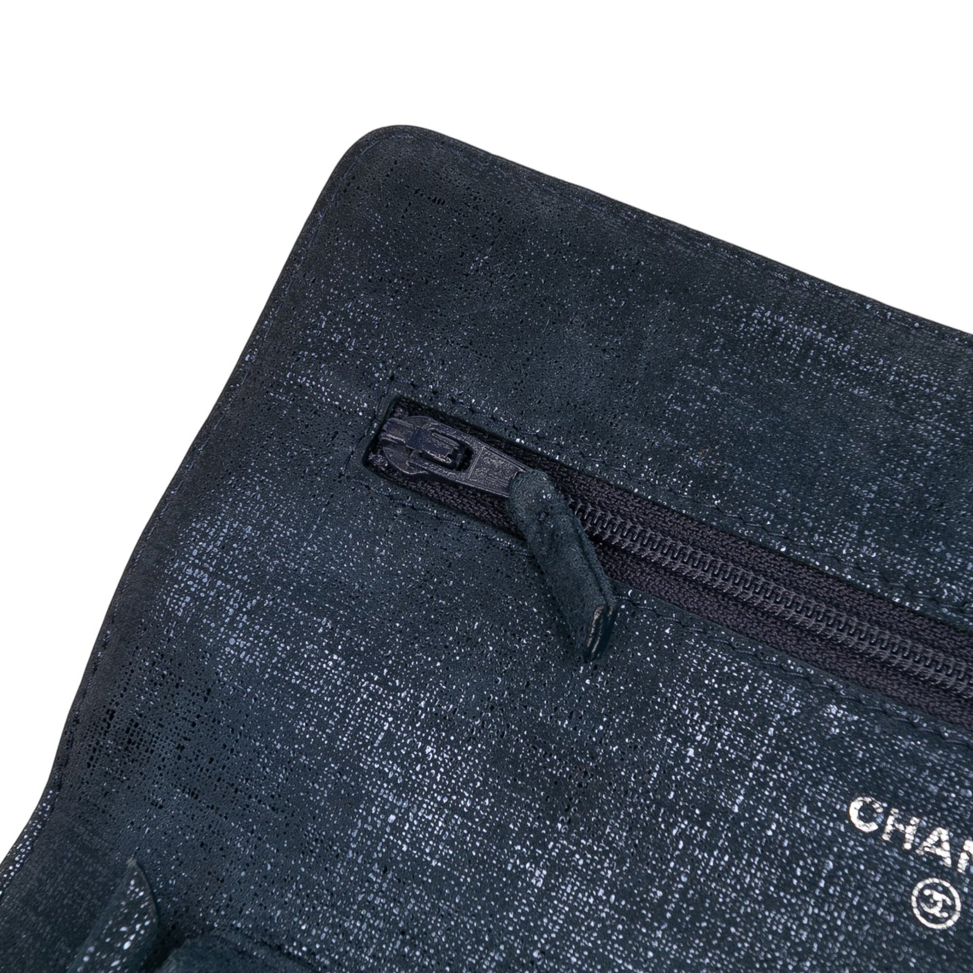 CC Quilted Metallic Fabric Wallet On Chain