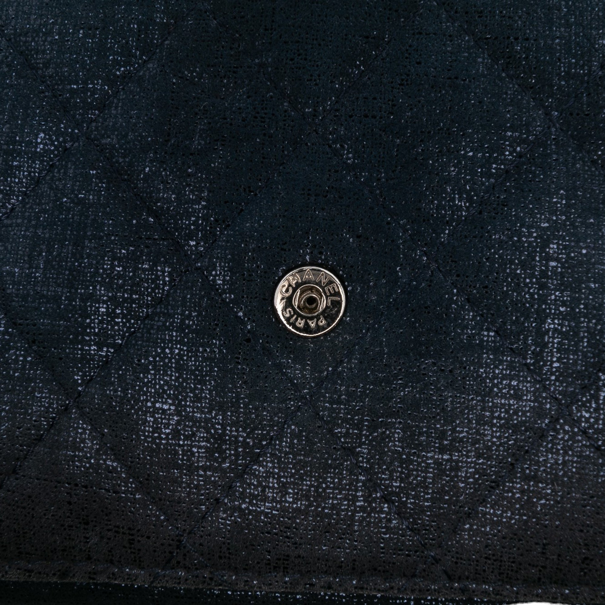 CC Quilted Metallic Fabric Wallet On Chain