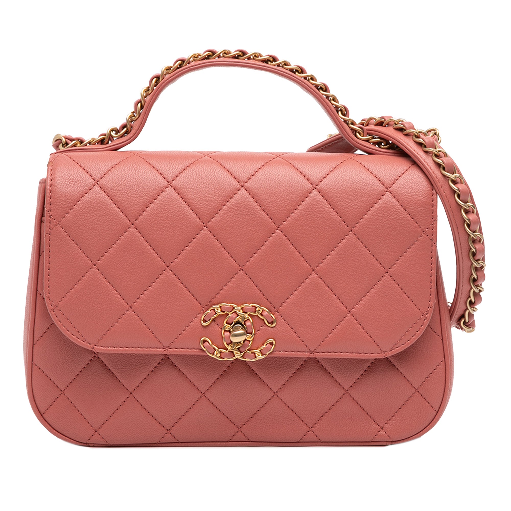 Quilted Lambskin Chain Infinity Top Handle Bag