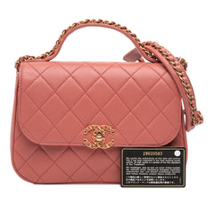 Quilted Lambskin Chain Infinity Top Handle Bag
