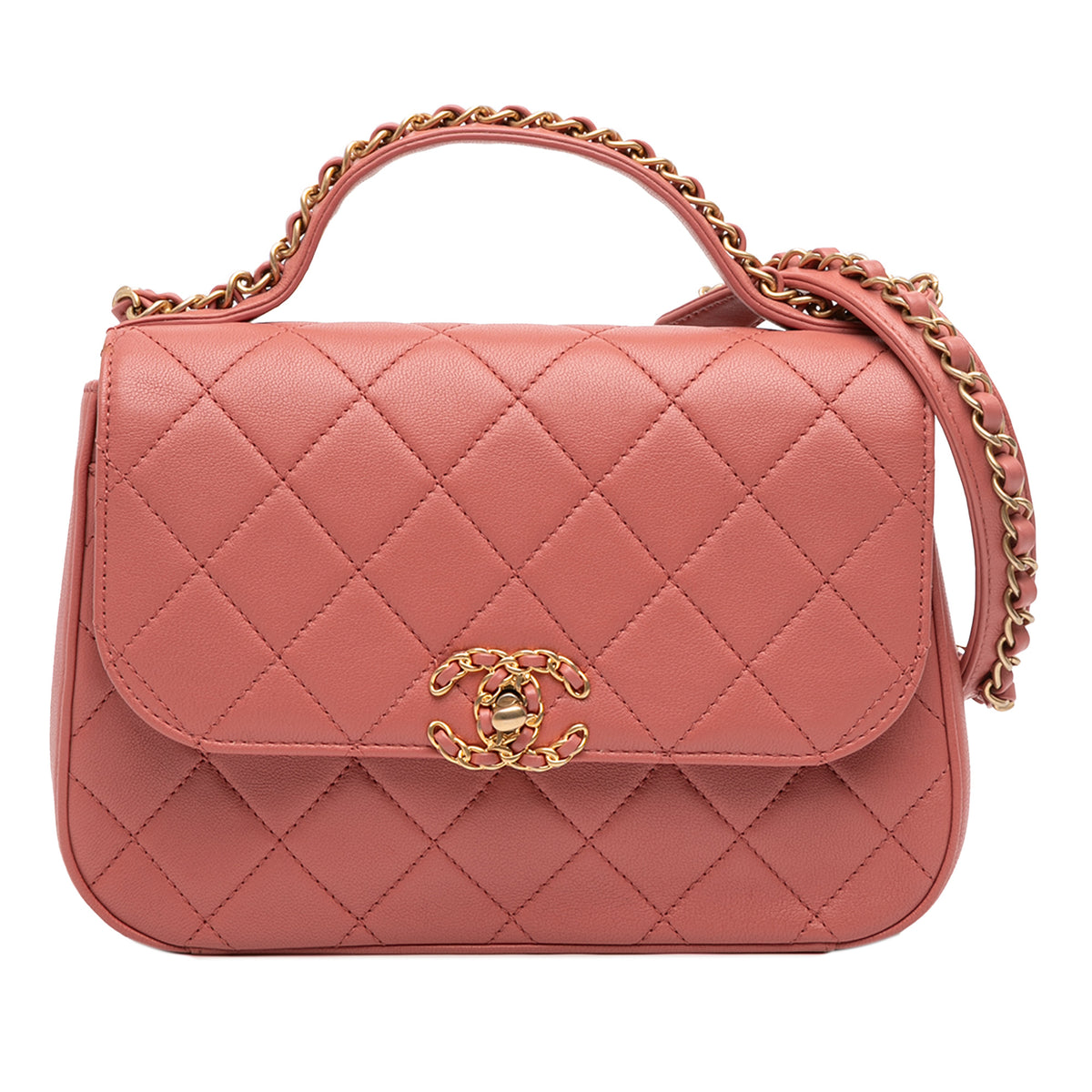 Quilted Lambskin Chain Infinity Top Handle Bag
