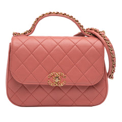 Quilted Lambskin Chain Infinity Top Handle Bag