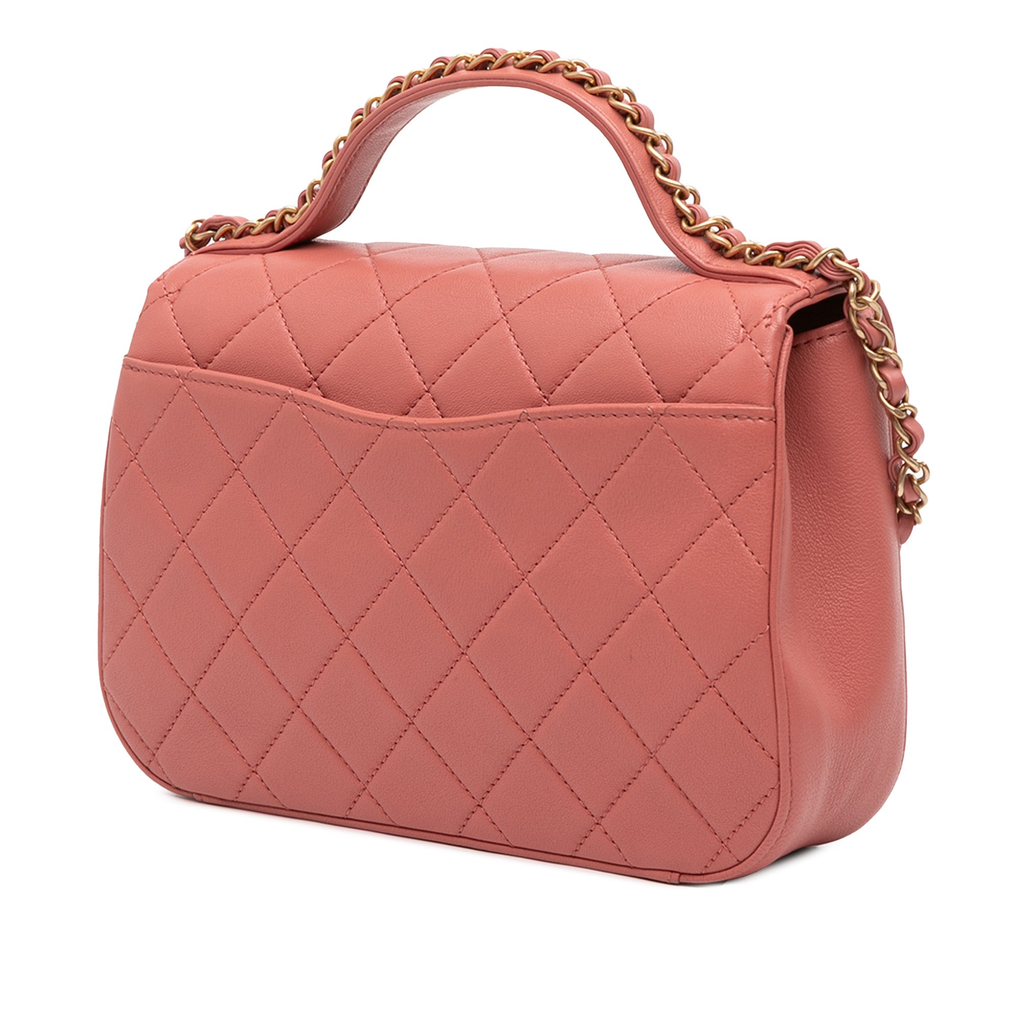 Quilted Lambskin Chain Infinity Top Handle Bag