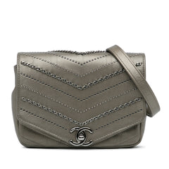 Mini Embellished Calfskin Chevron Square Envelop Flap