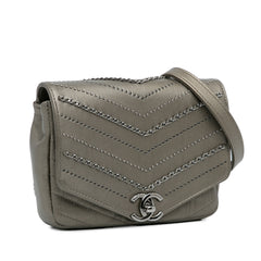 Mini Embellished Calfskin Chevron Square Envelop Flap