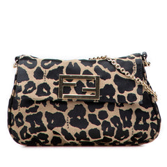 Leopard Print Canvas Fendista Pochette Crossbody