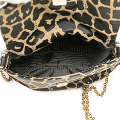 Leopard Print Canvas Fendista Pochette Crossbody
