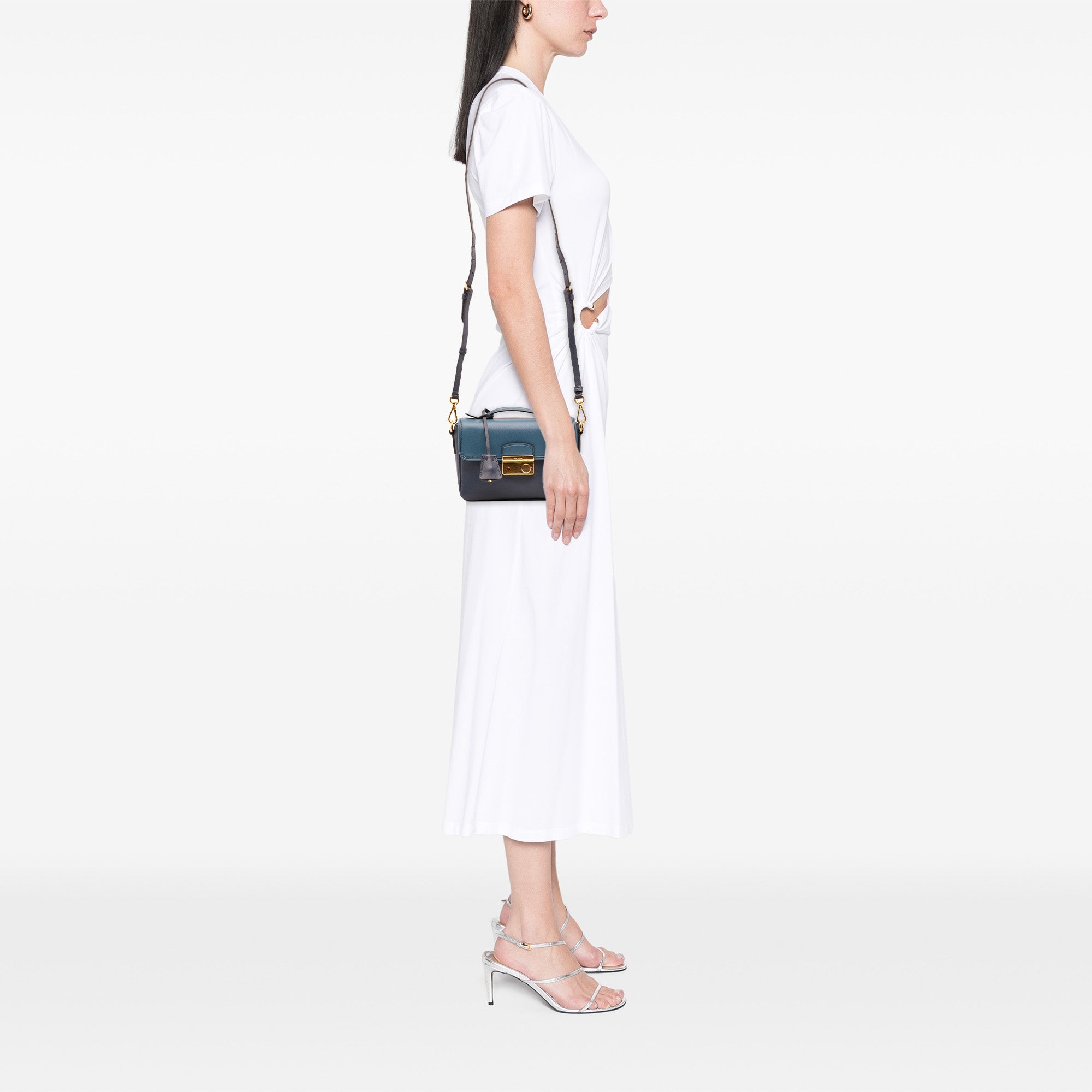 Bicolor Saffiano Sound Lock Satchel