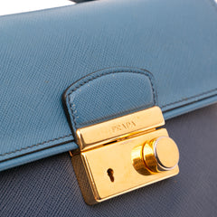 Bicolor Saffiano Sound Lock Satchel