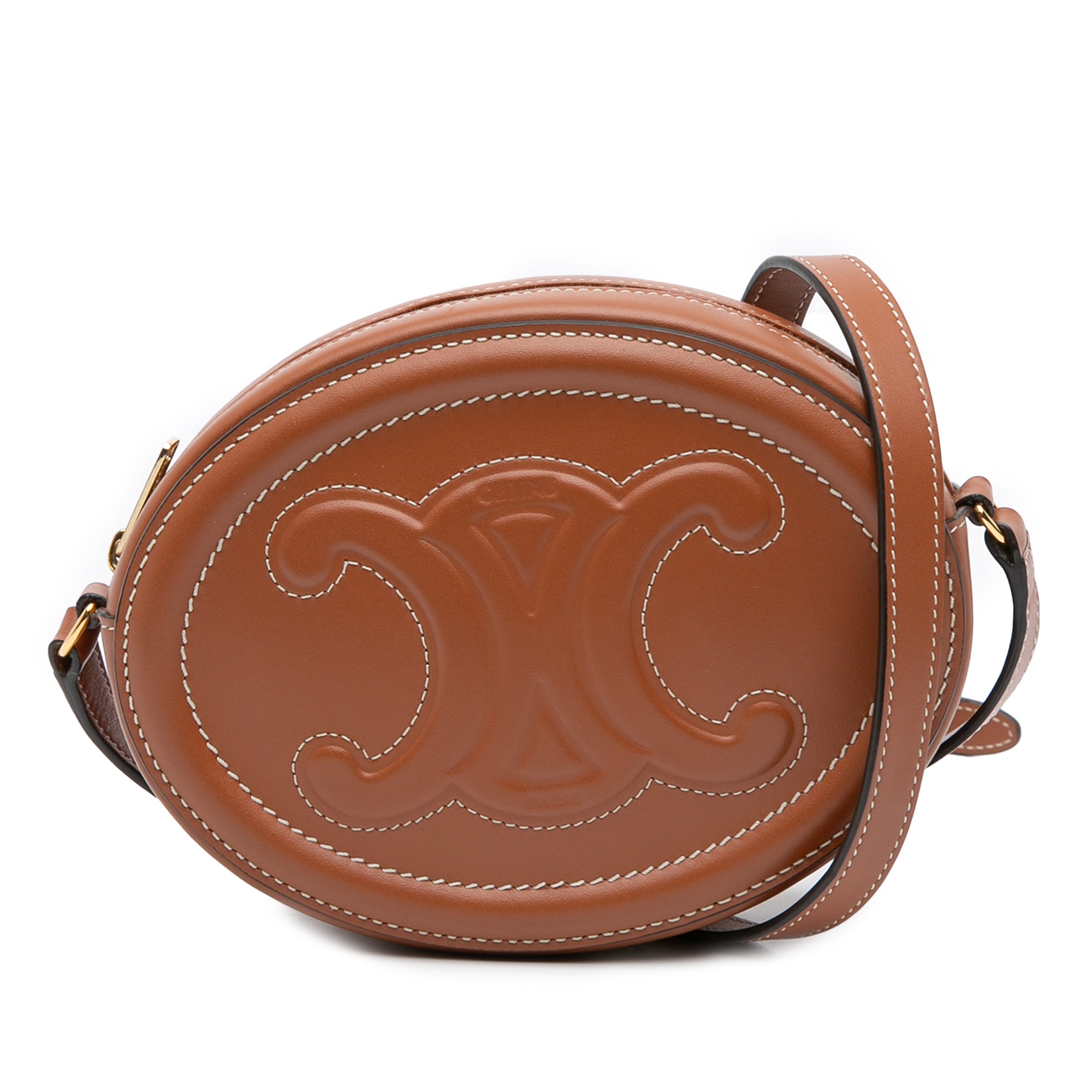 Small Calfskin Cuir Triomphe Oval Crossbody