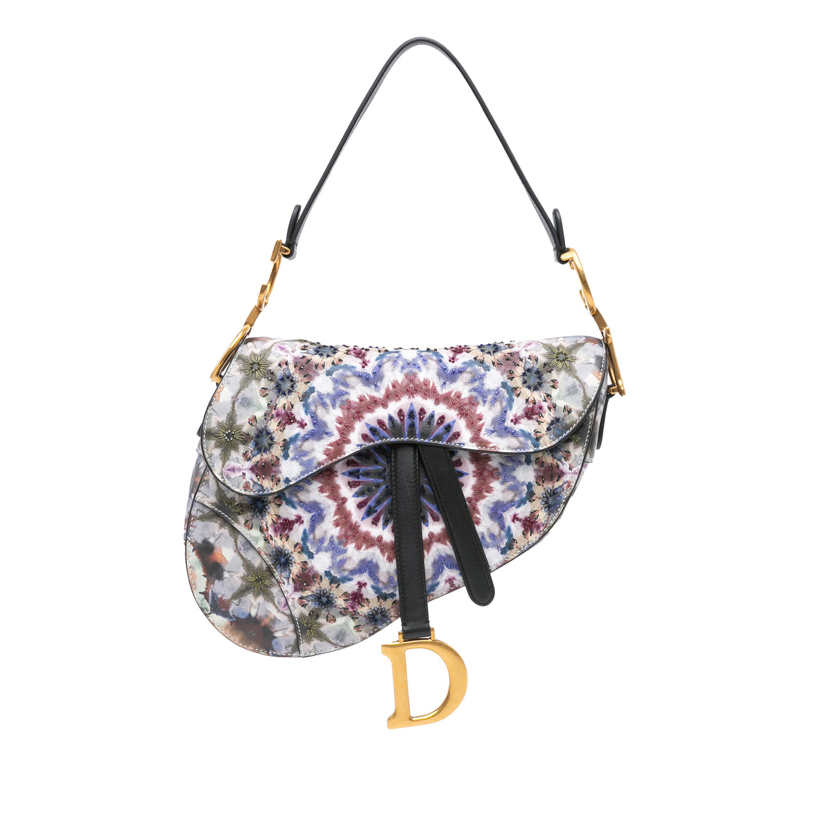 Canvas Embroidered Kaleidiorscopic Saddle Bag