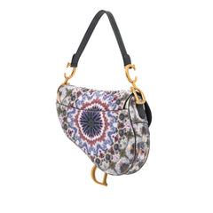 Canvas Embroidered Kaleidiorscopic Saddle Bag