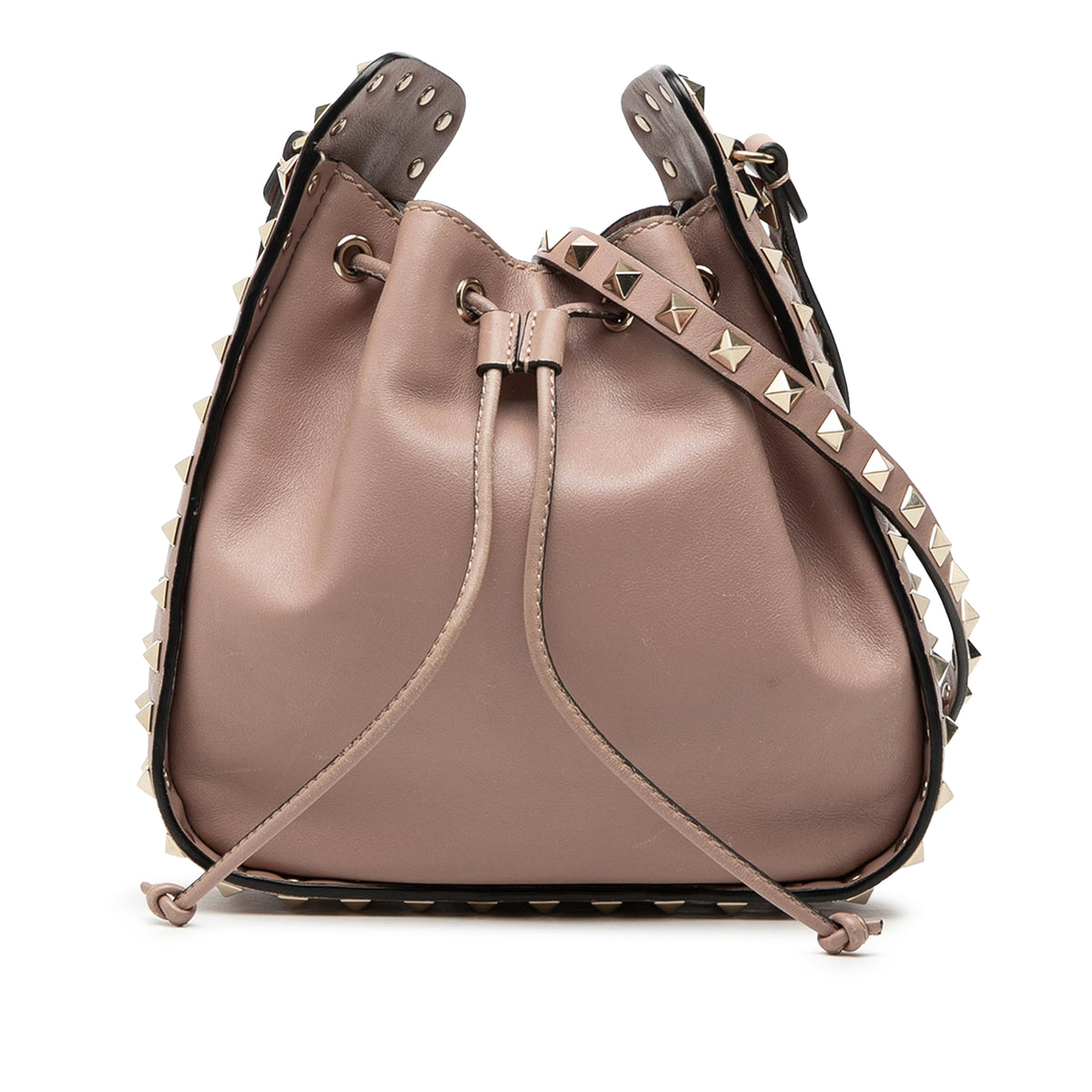 Small Leather Rockstud Bucket Bag