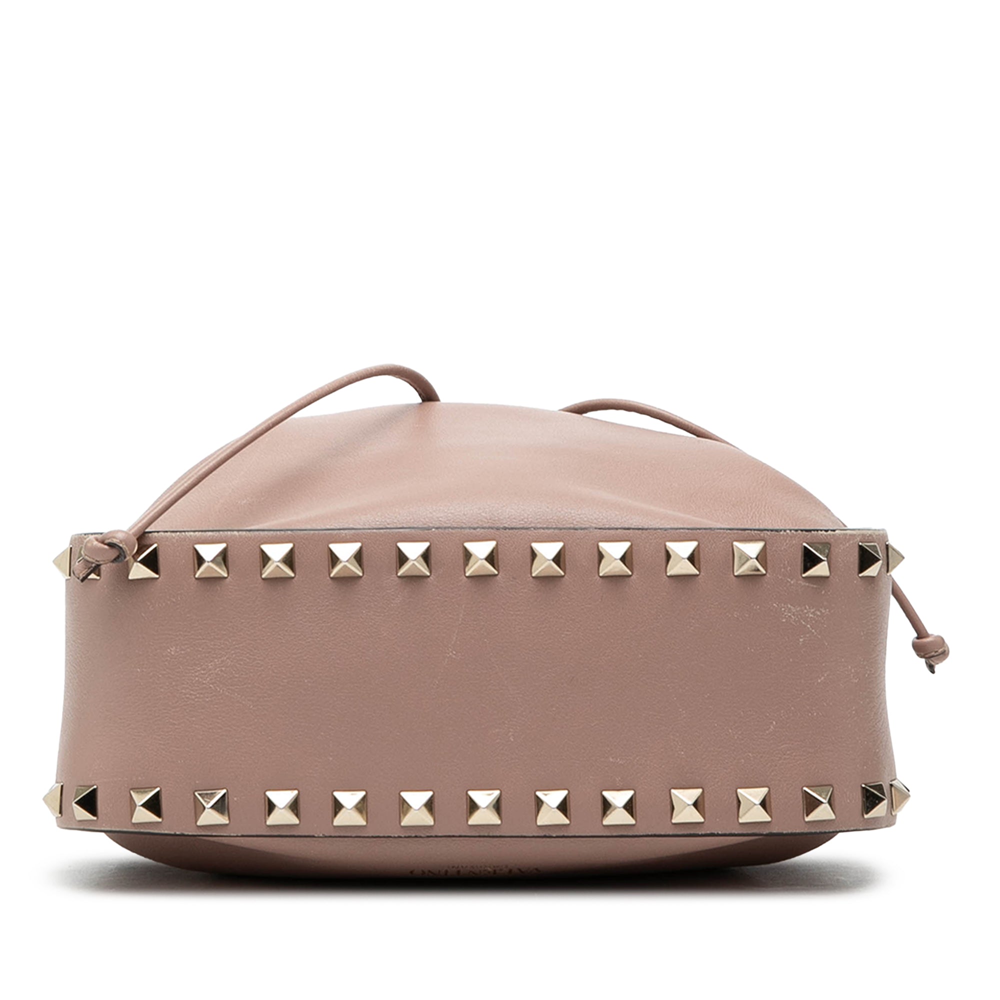 Small Leather Rockstud Bucket Bag