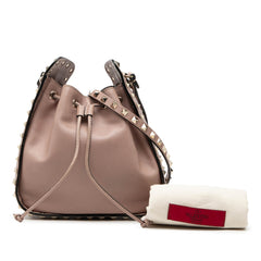 Small Leather Rockstud Bucket Bag