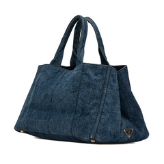 Large Denim Canapa Logo Satchel