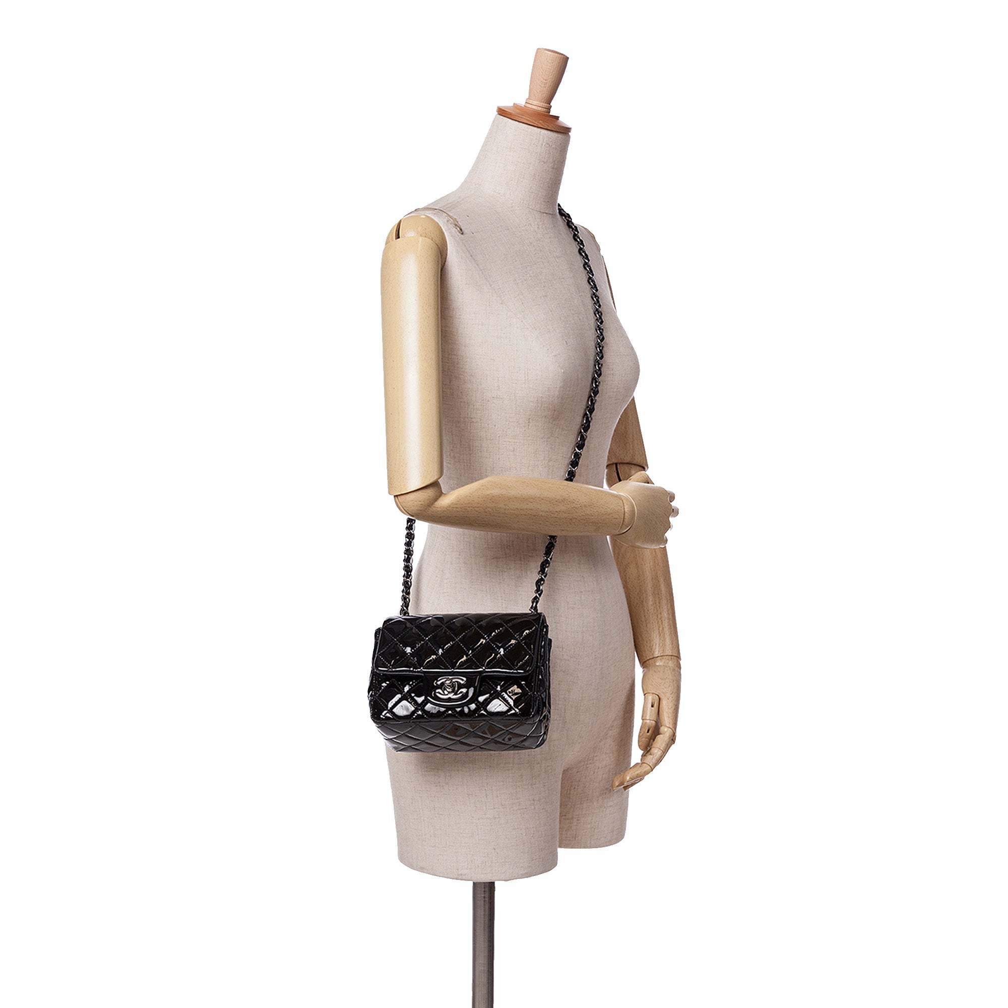 Mini Square Classic Patent Single Flap