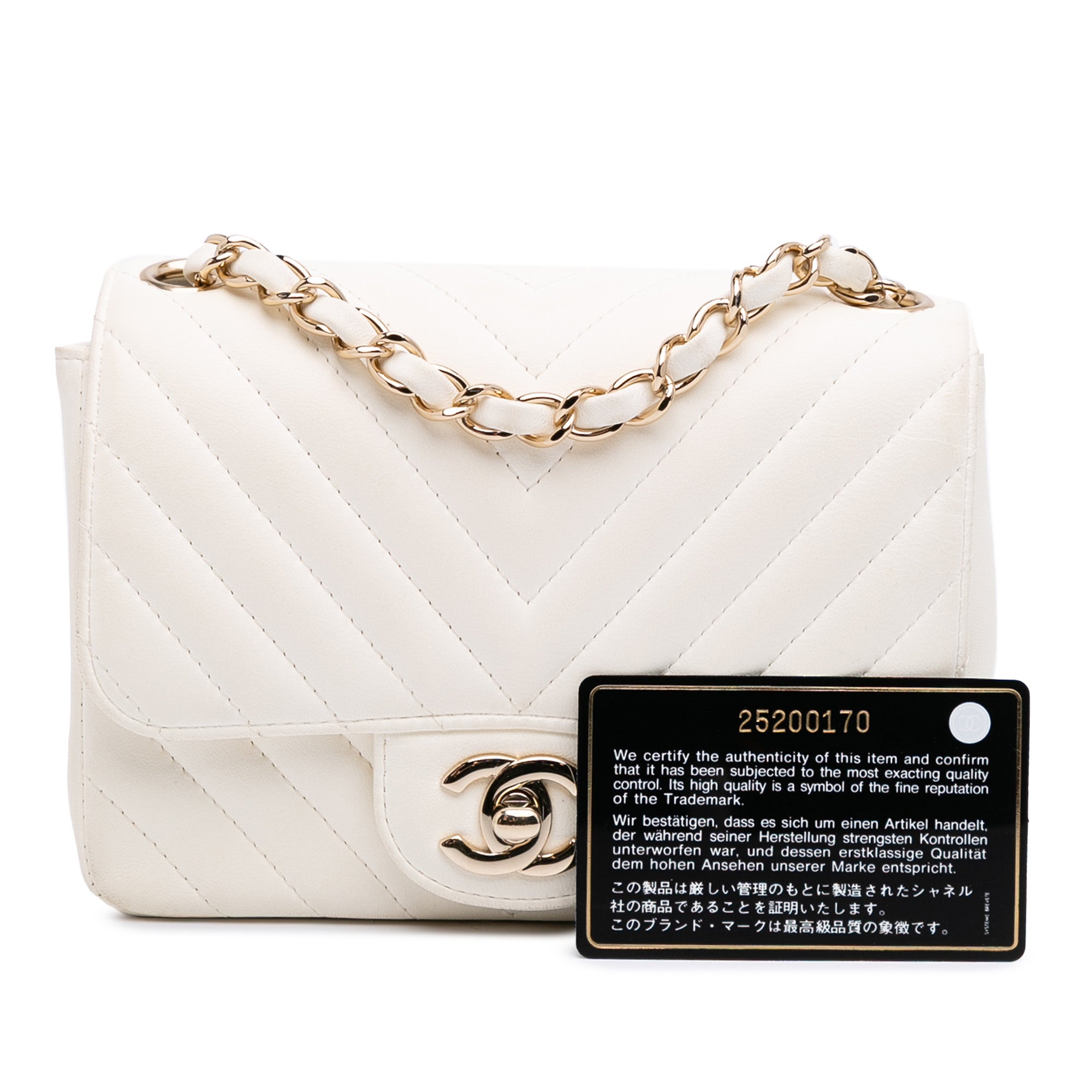 Mini Square Classic Chevron Lambskin Single Flap