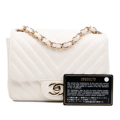 Mini Square Classic Chevron Lambskin Single Flap
