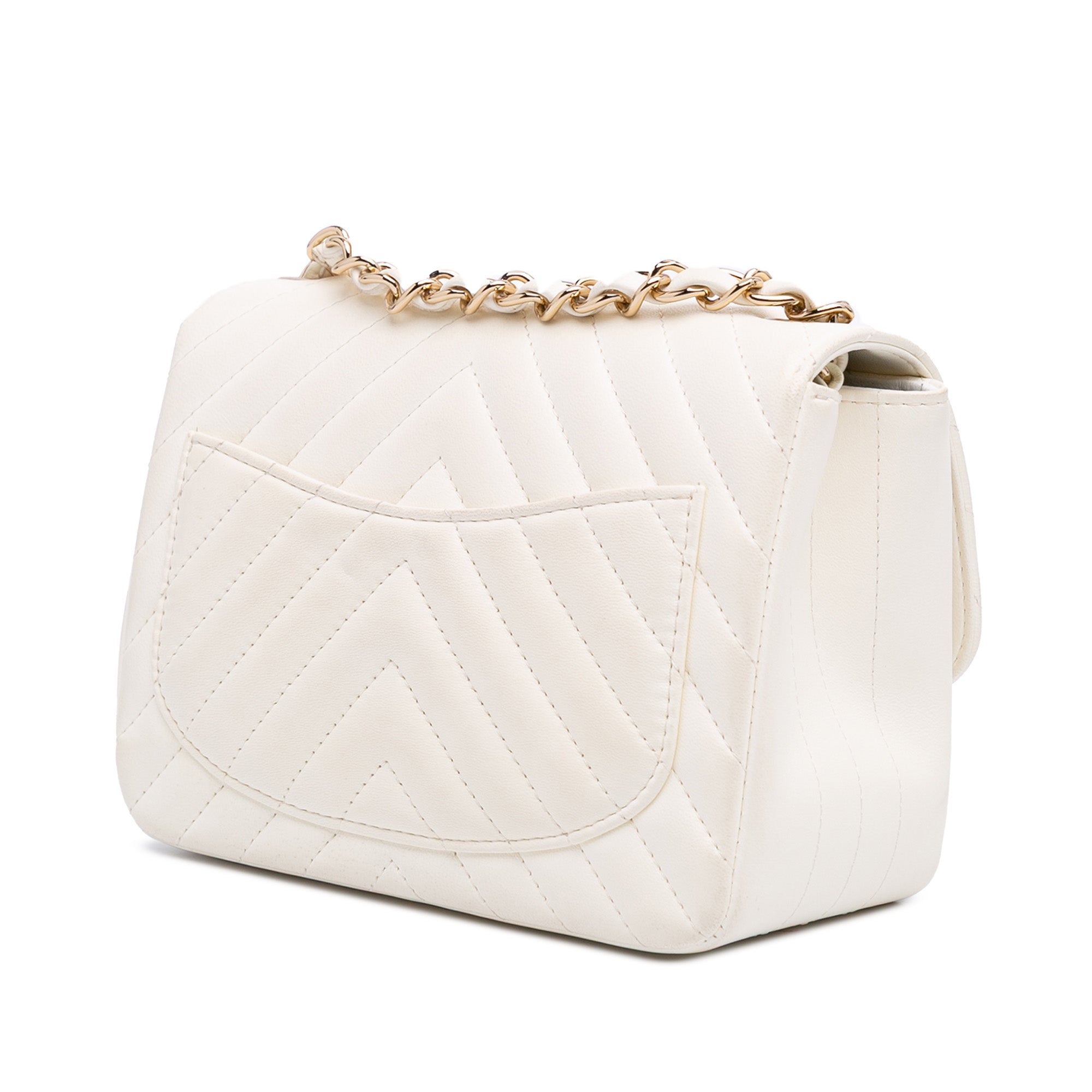 Mini Square Classic Chevron Lambskin Single Flap