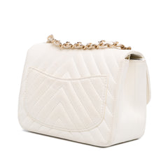 Mini Square Classic Chevron Lambskin Single Flap