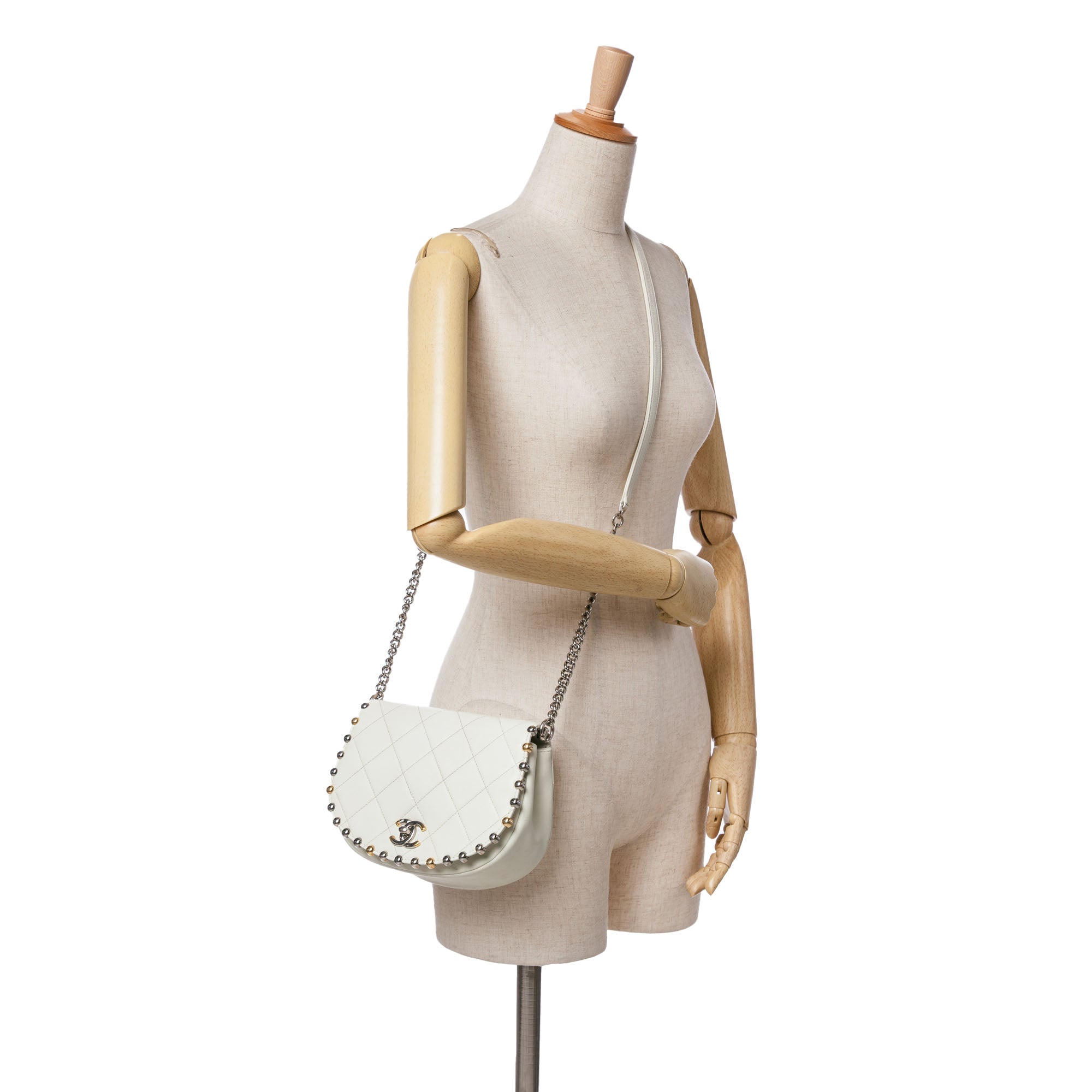 Small Quilted Lambskin Studded Bubble Flap