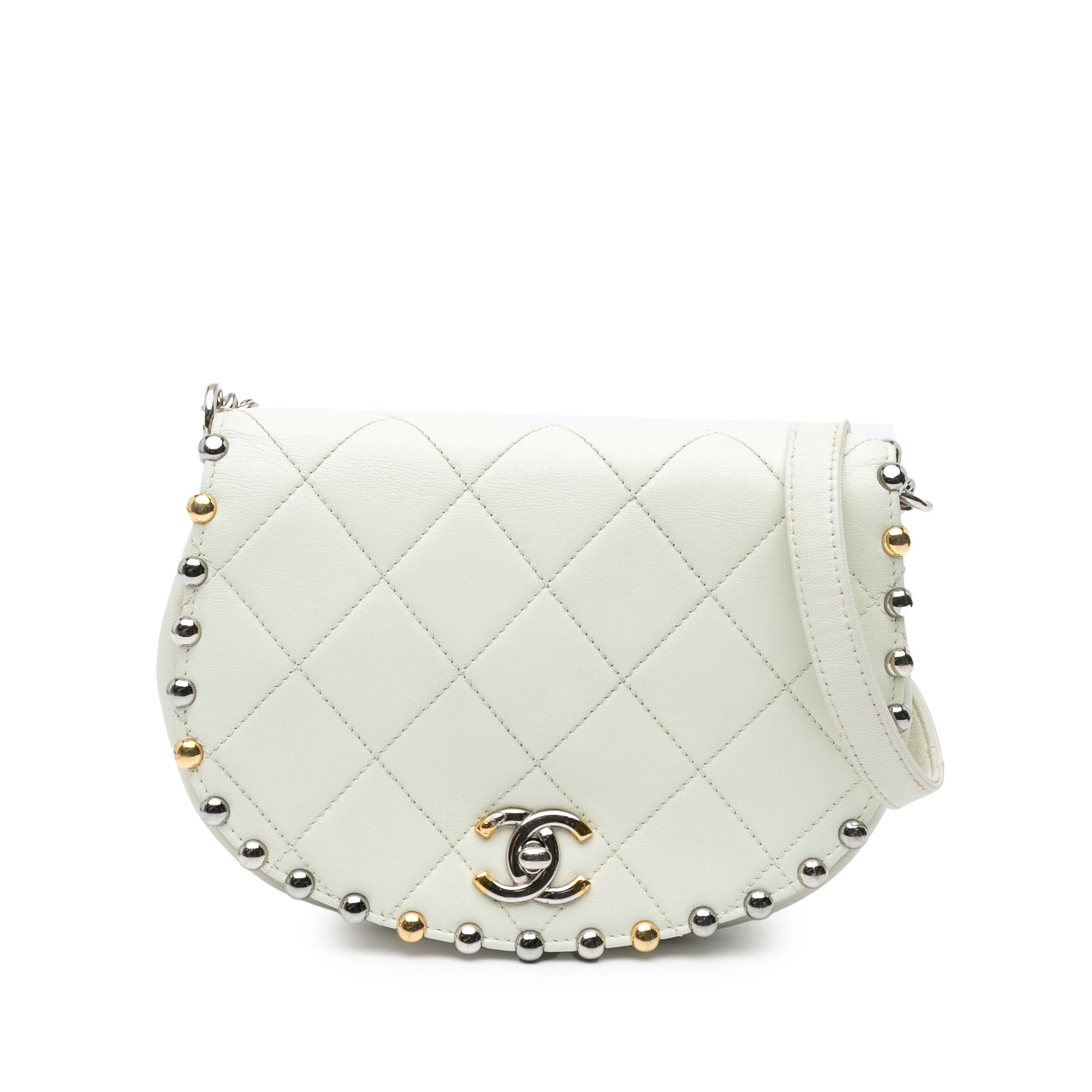 Small Quilted Lambskin Studded Bubble Flap
