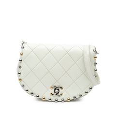 Small Quilted Lambskin Studded Bubble Flap