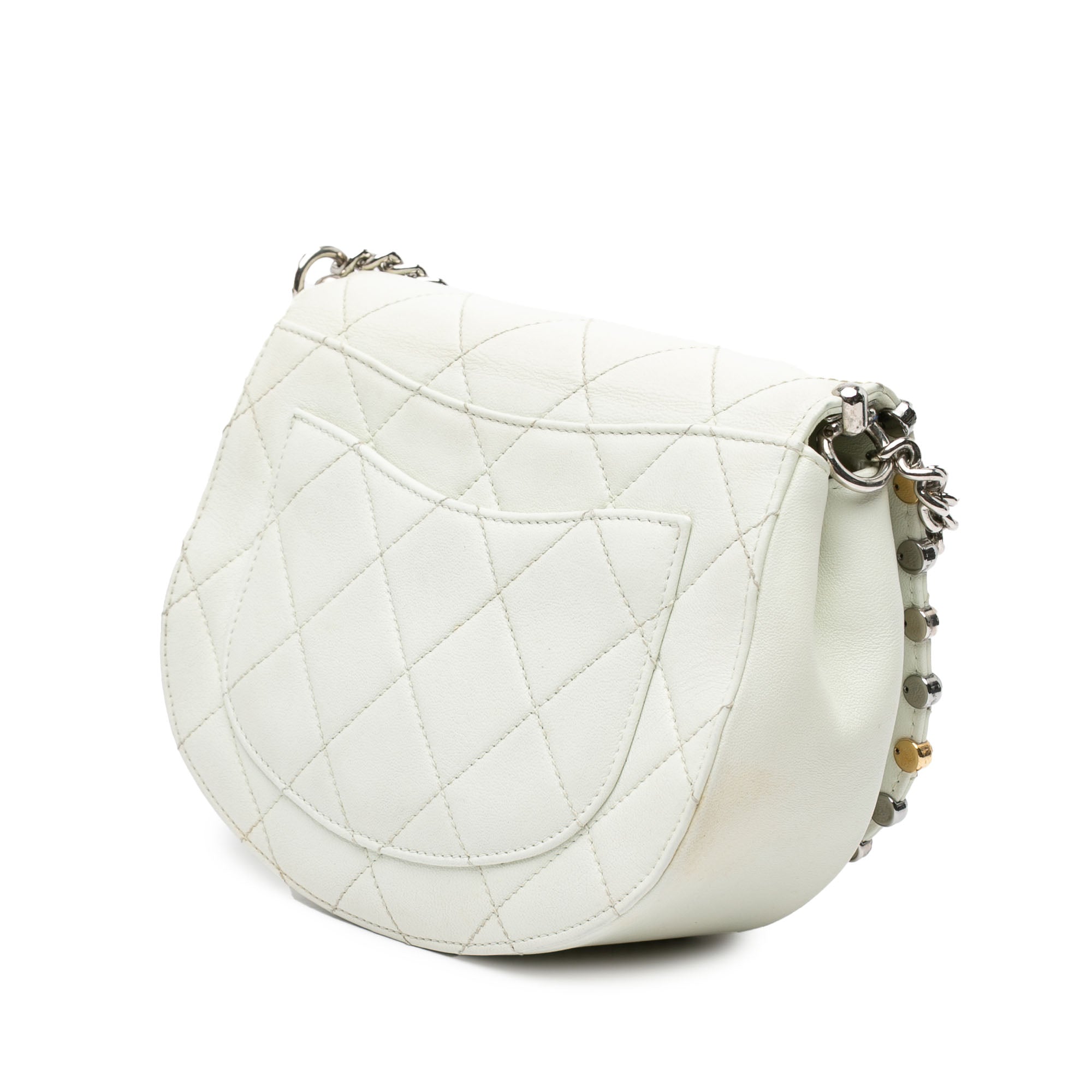 Small Quilted Lambskin Studded Bubble Flap