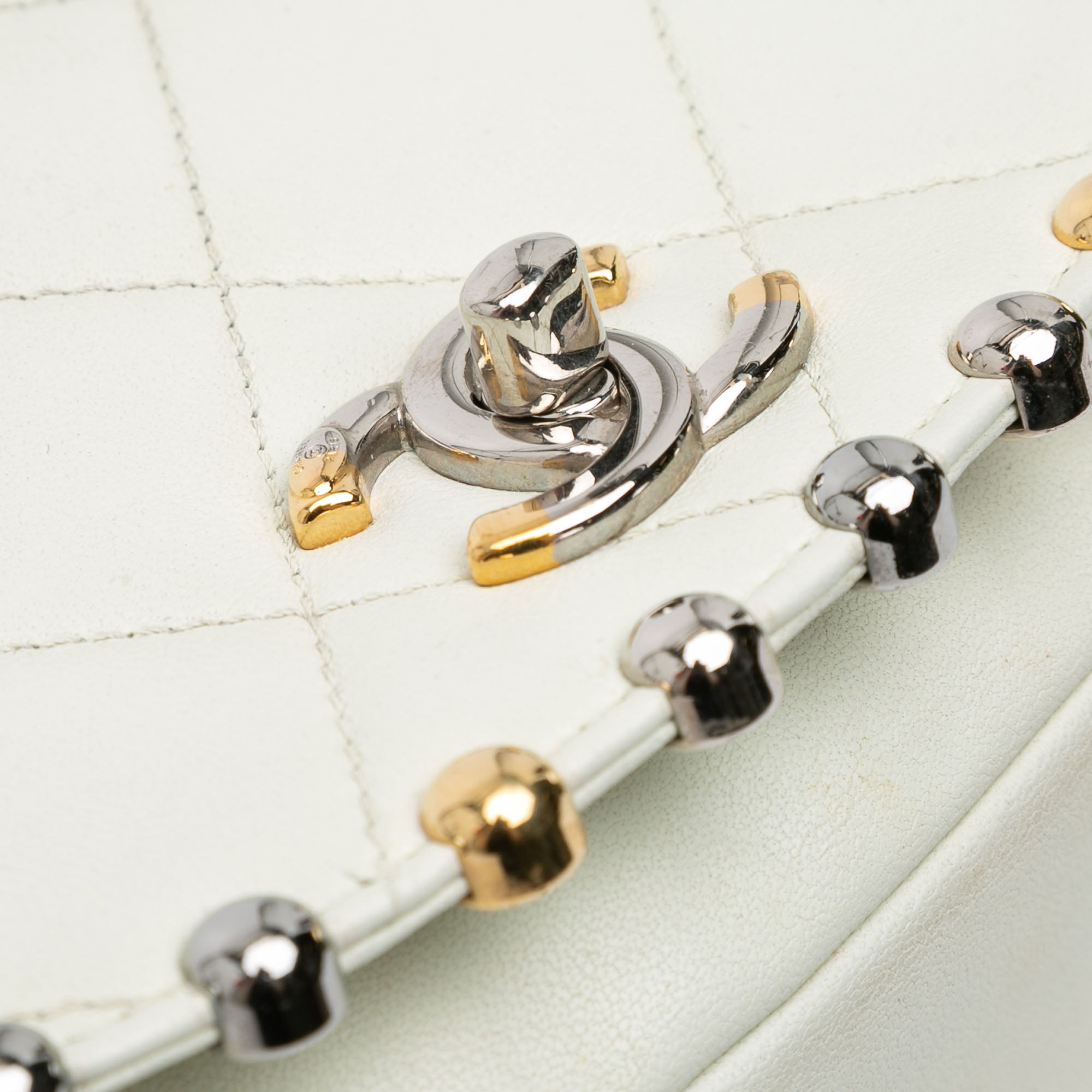 Small Quilted Lambskin Studded Bubble Flap