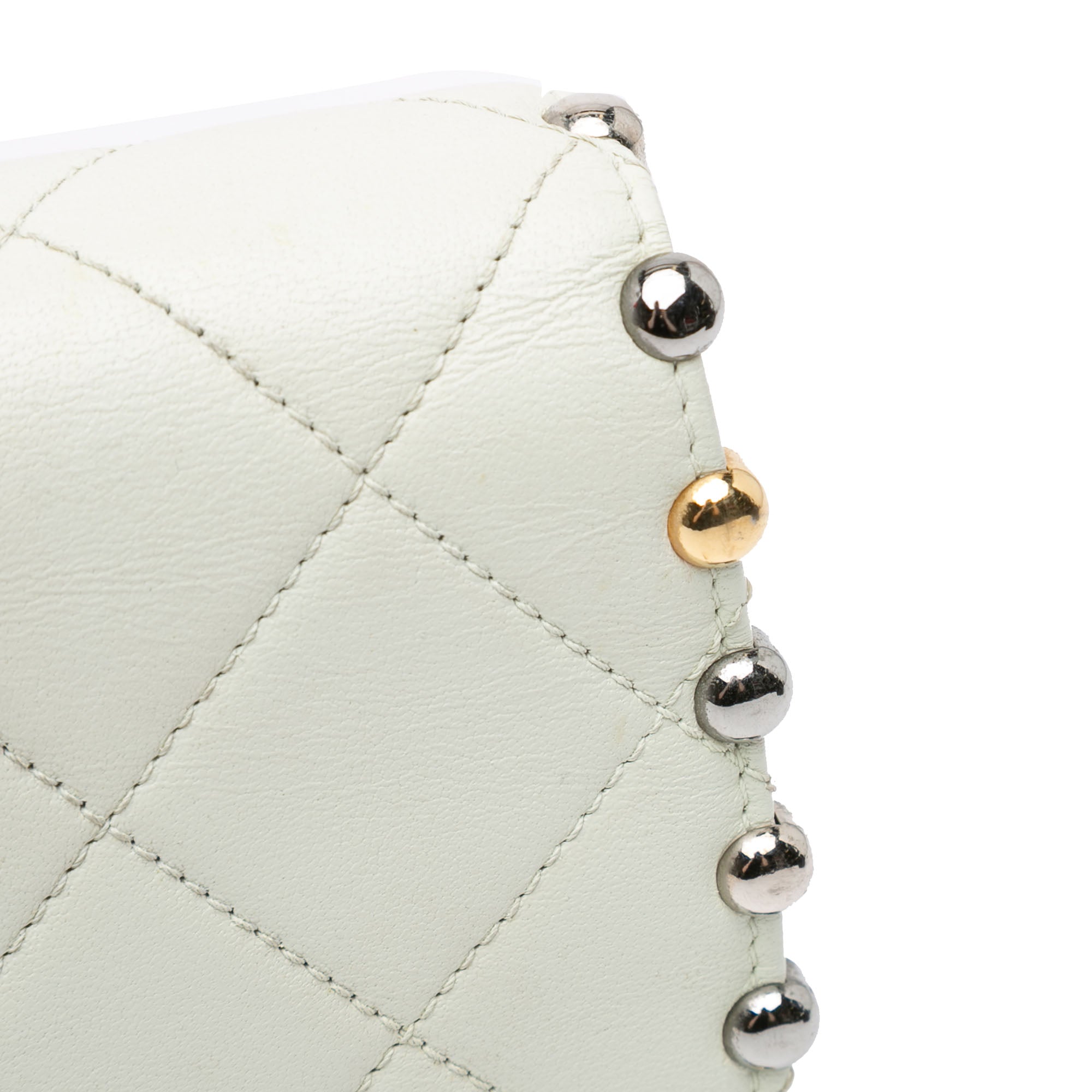 Small Quilted Lambskin Studded Bubble Flap