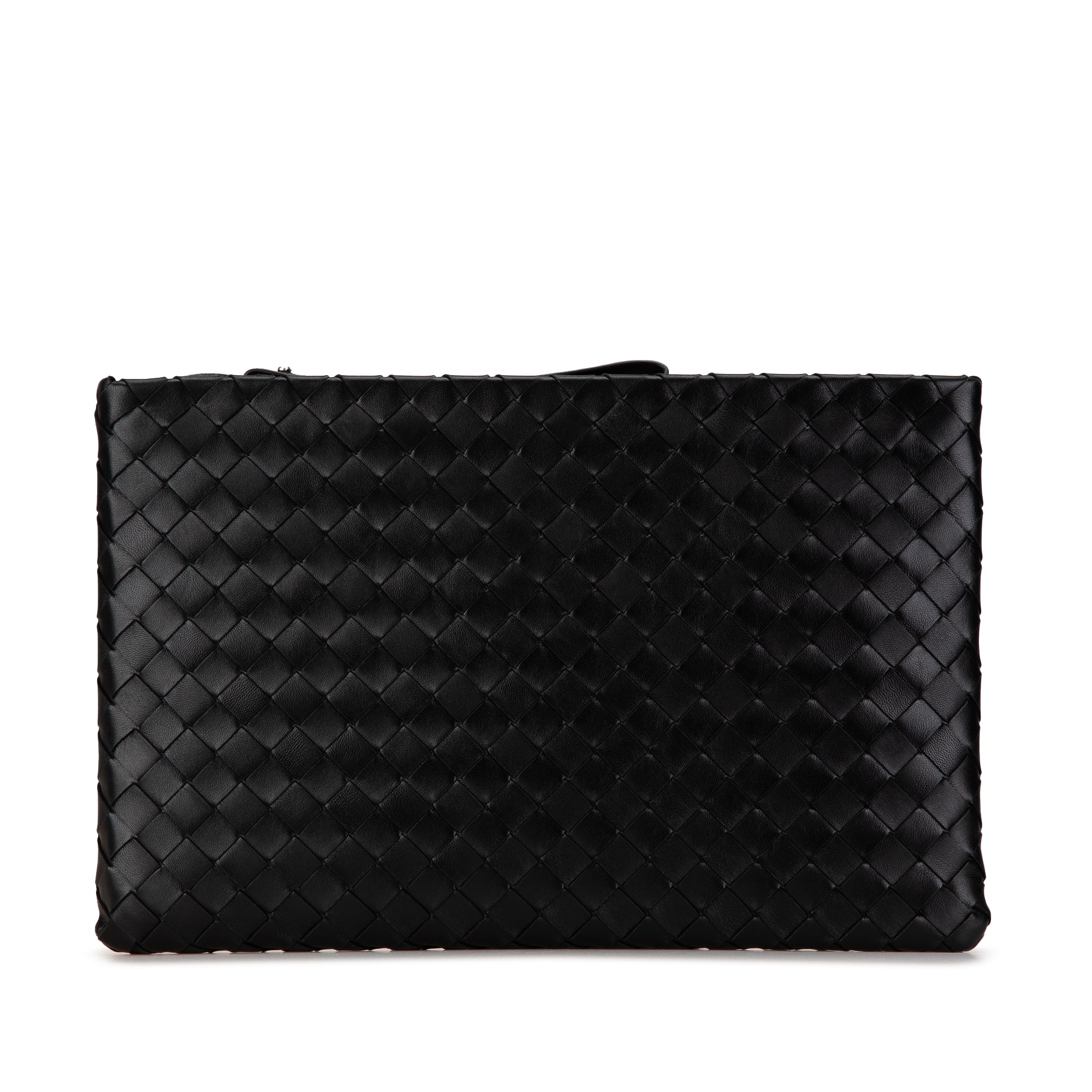 Large Intrecciato Leather Clutch