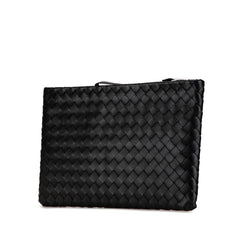 Large Intrecciato Leather Clutch