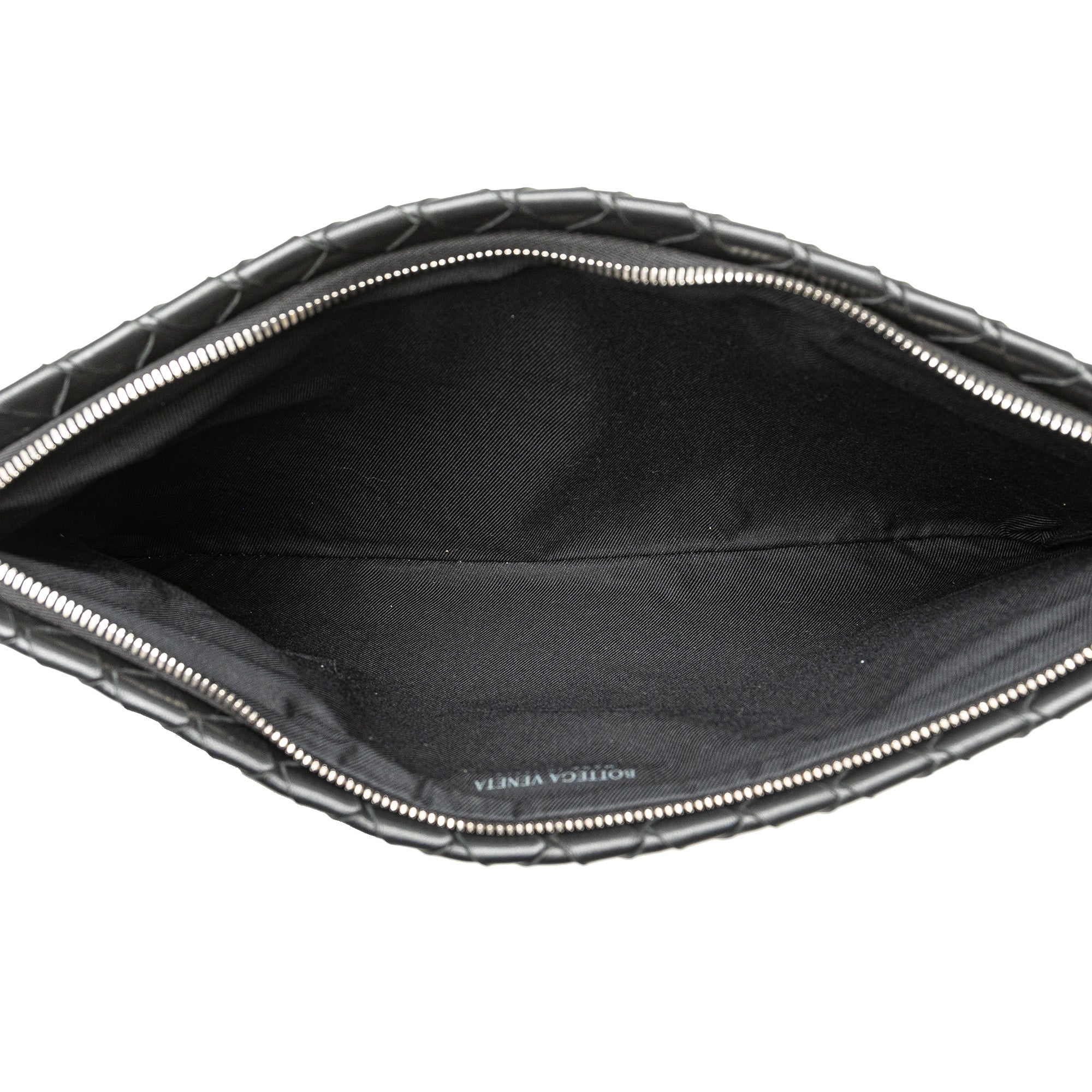 Large Intrecciato Leather Clutch