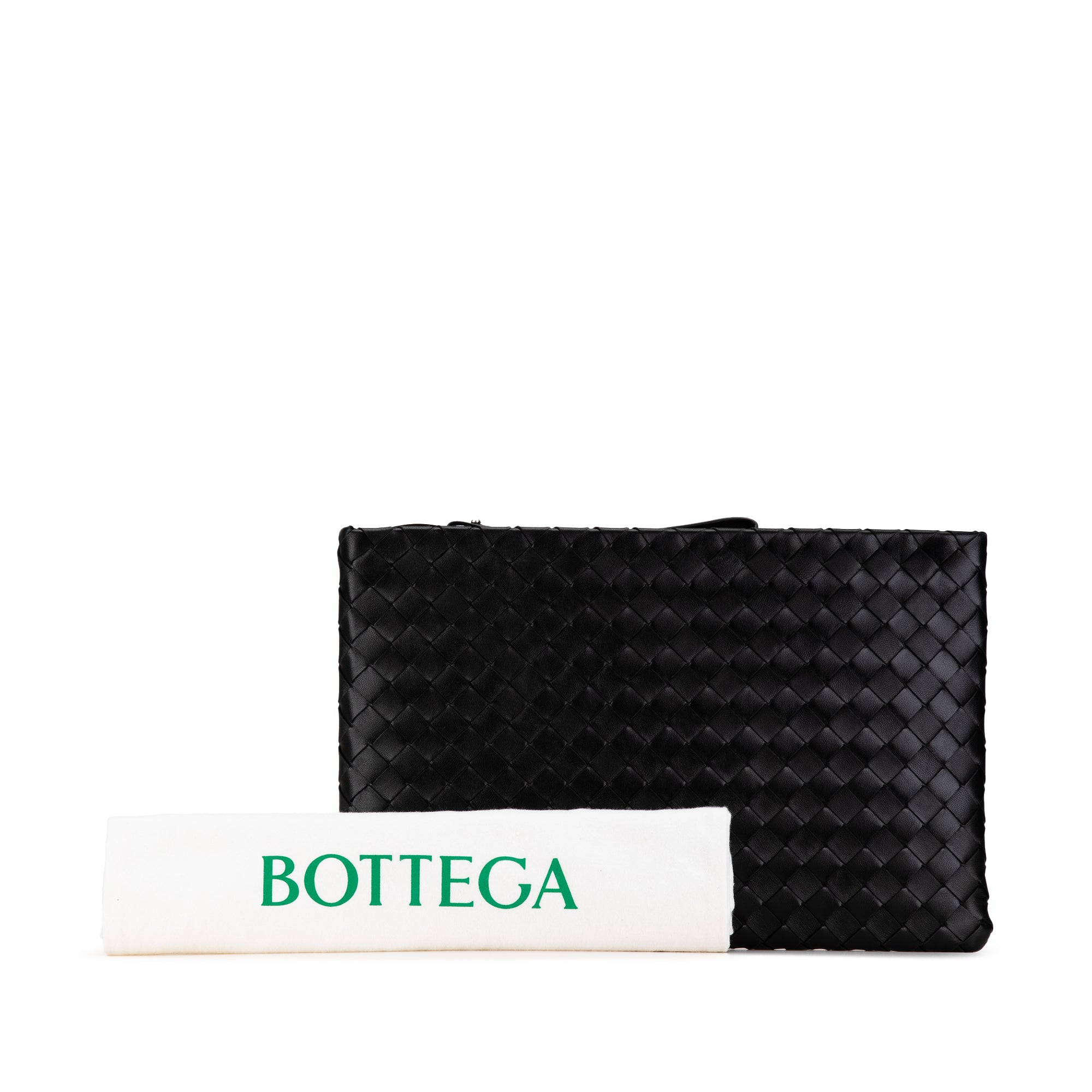 Large Intrecciato Leather Clutch