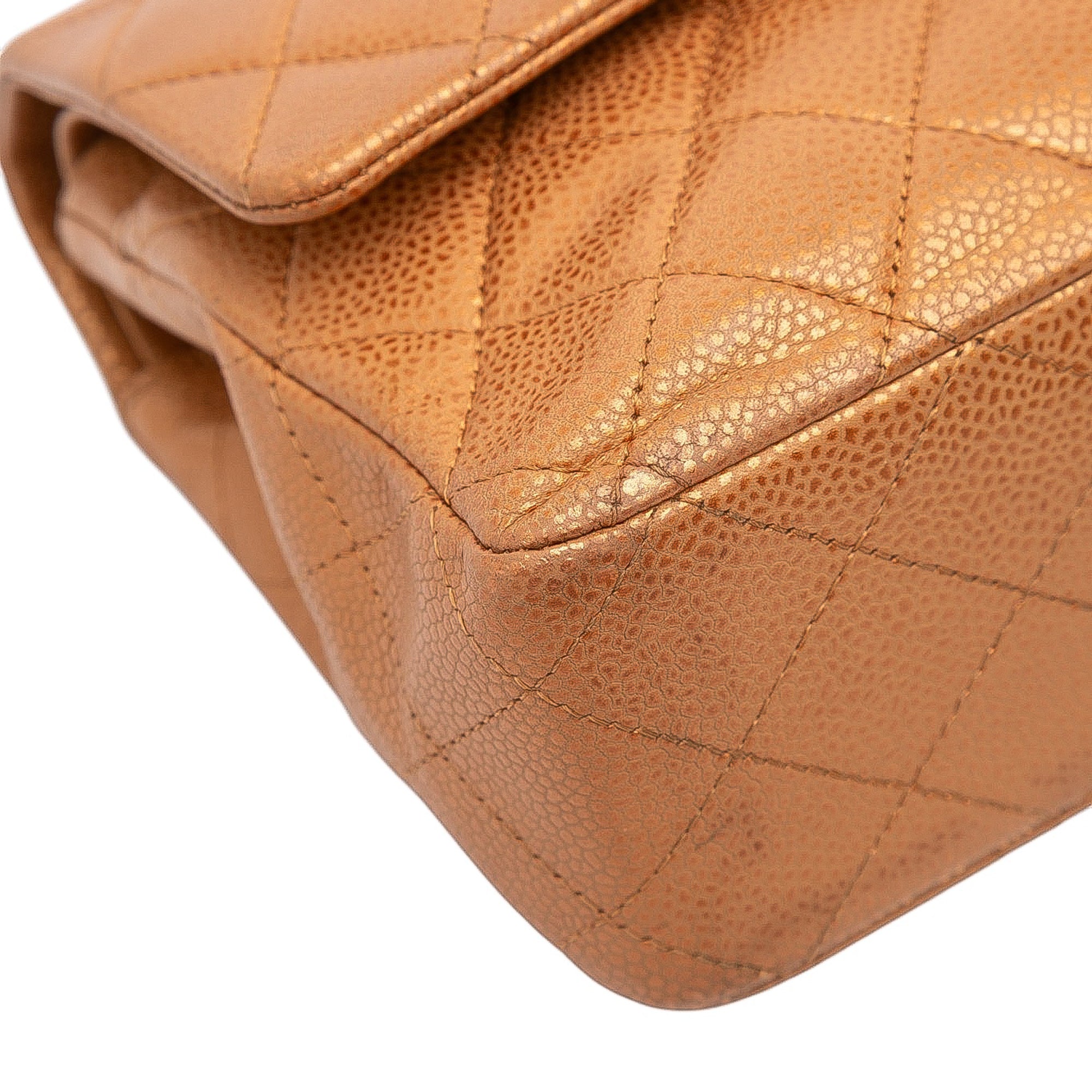 Medium Classic Metallic Caviar Double Flap