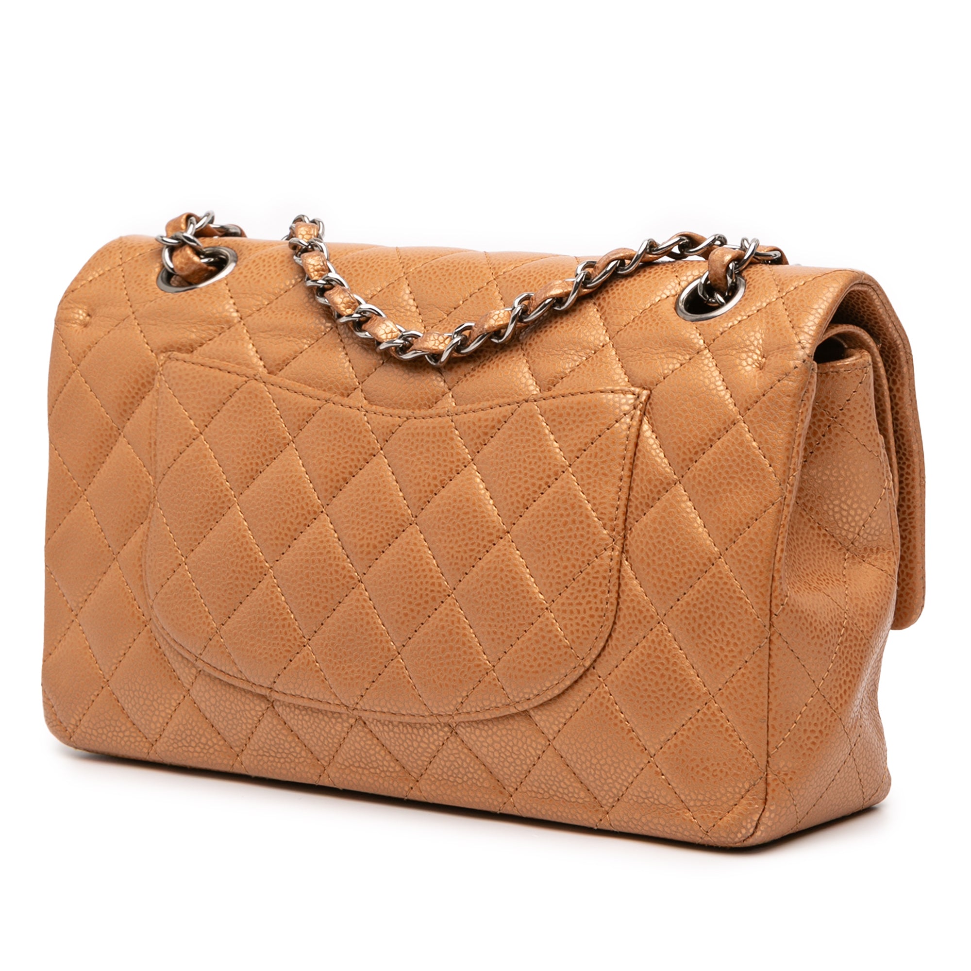 Medium Classic Metallic Caviar Double Flap