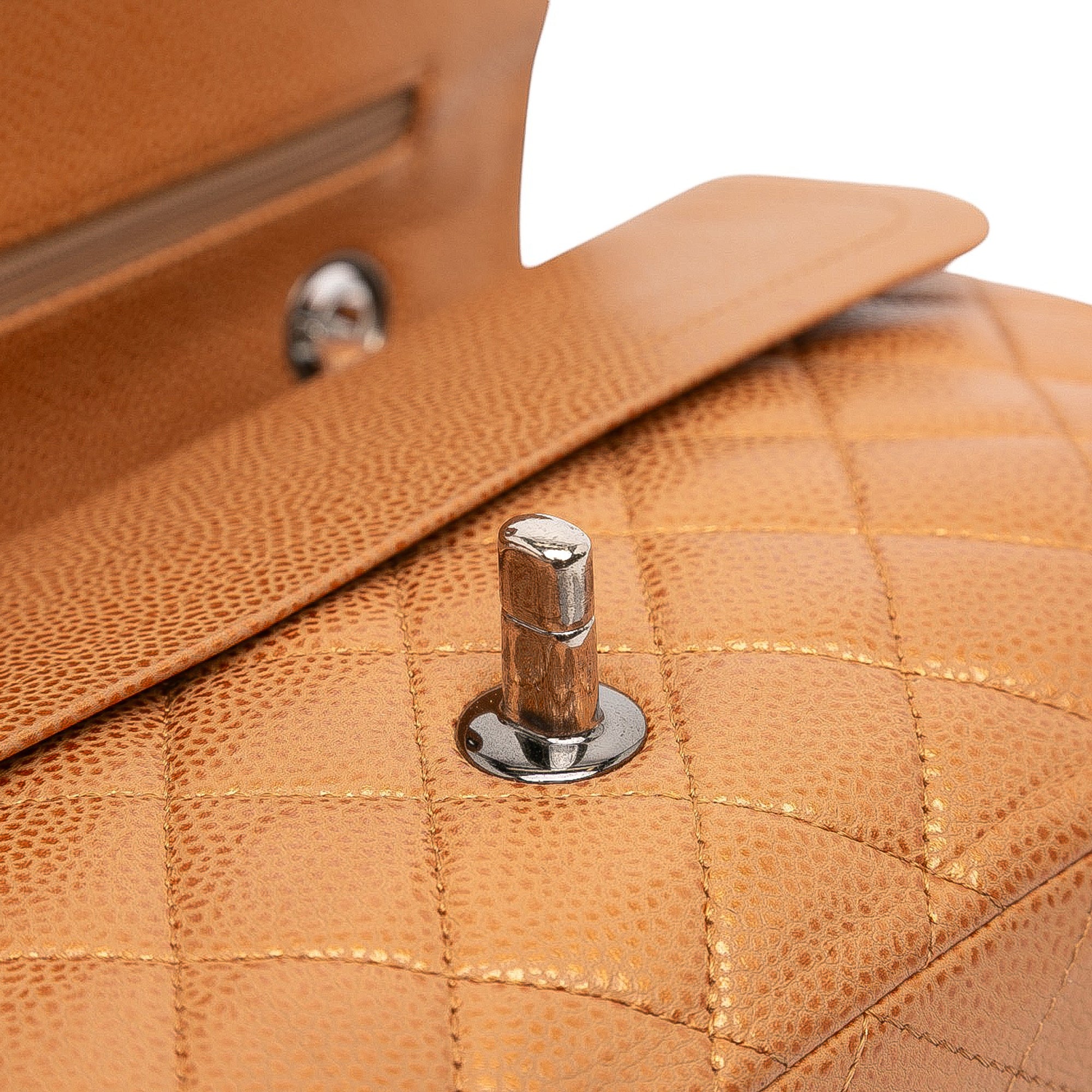 Medium Classic Metallic Caviar Double Flap