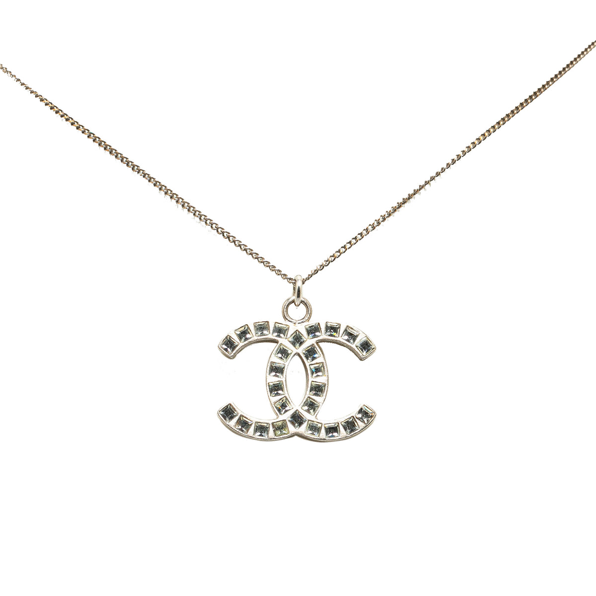 Silver Plated CC Pendant Necklace