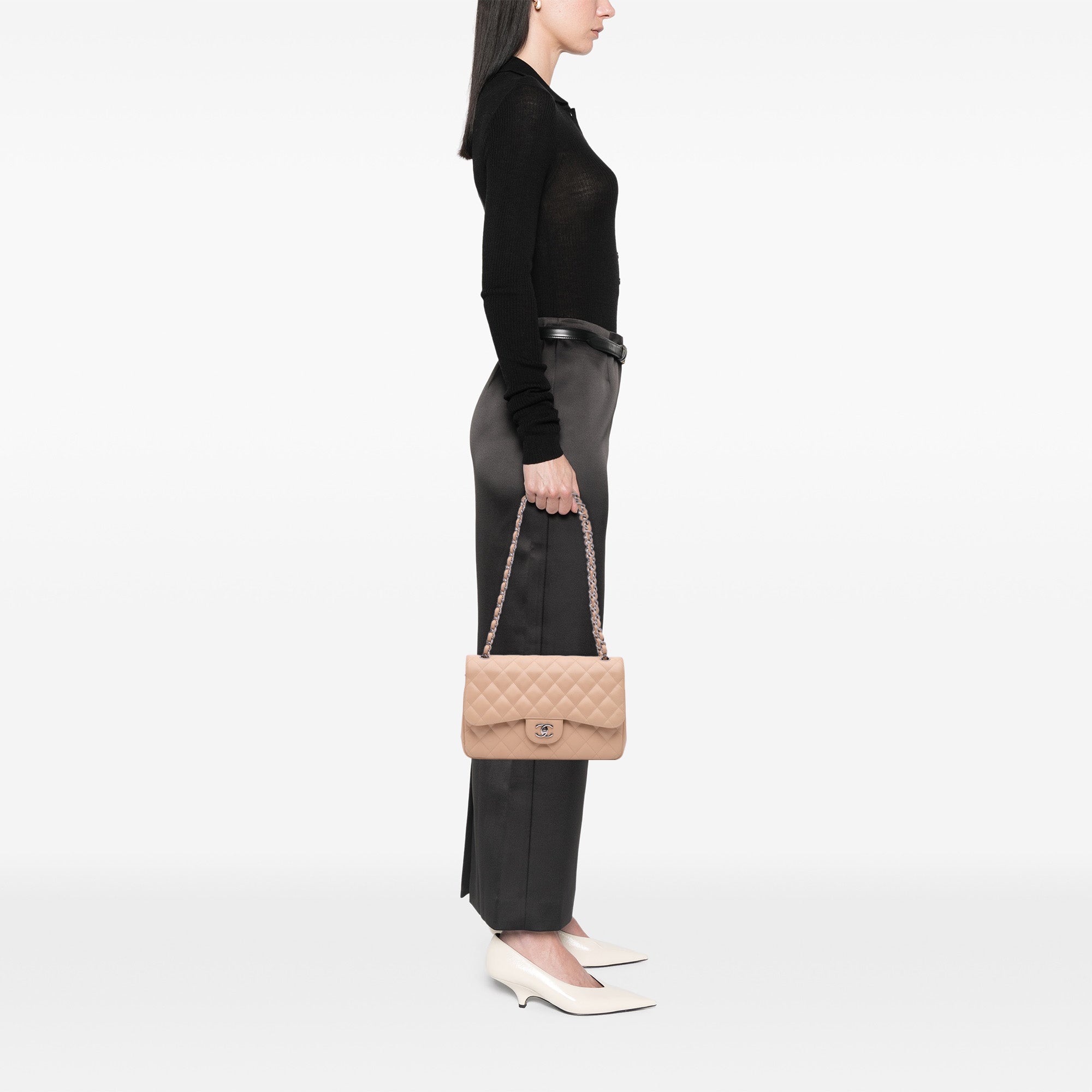 Jumbo Classic Caviar Double Flap