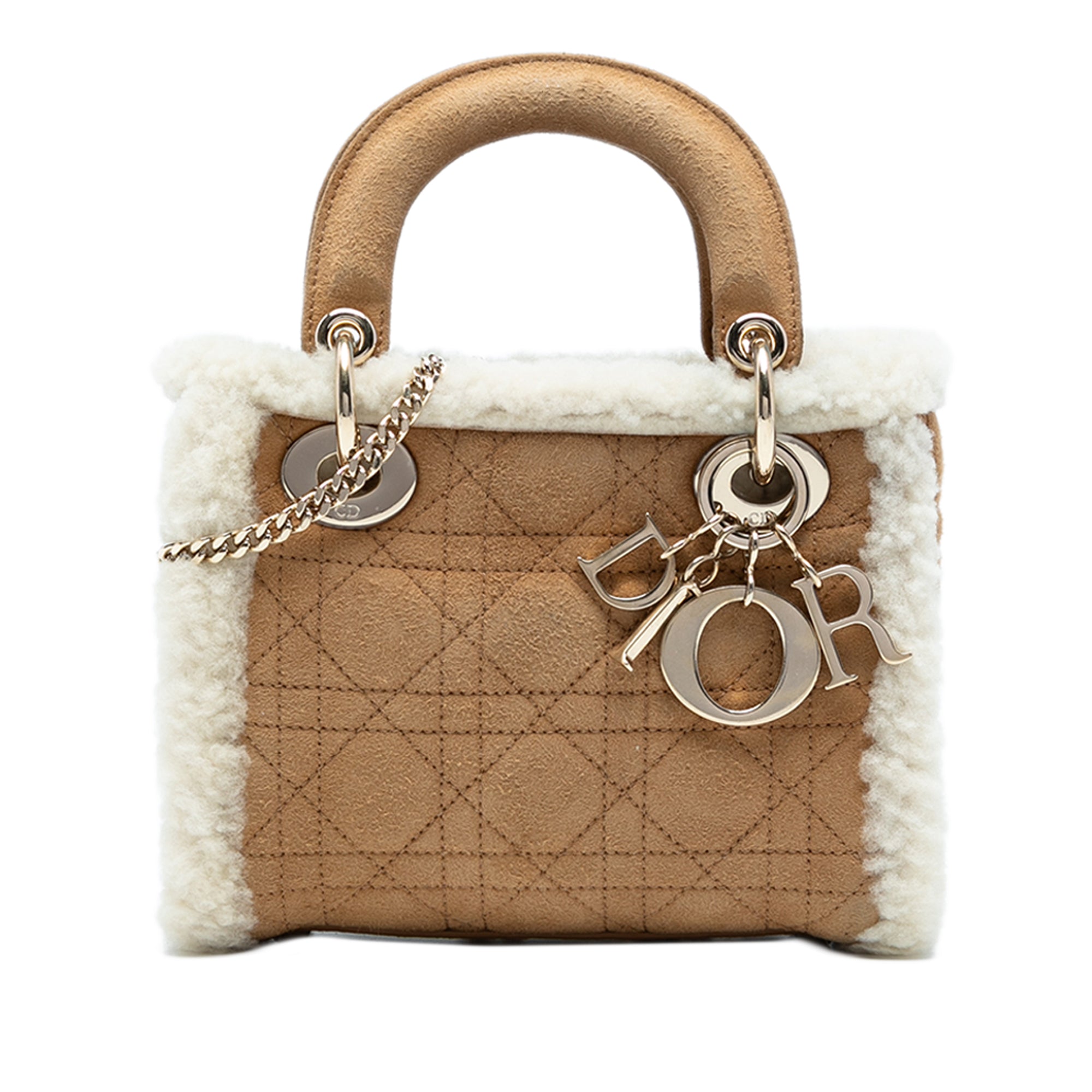 Mini Suede Cannage with Shearling Trim Lady Dior