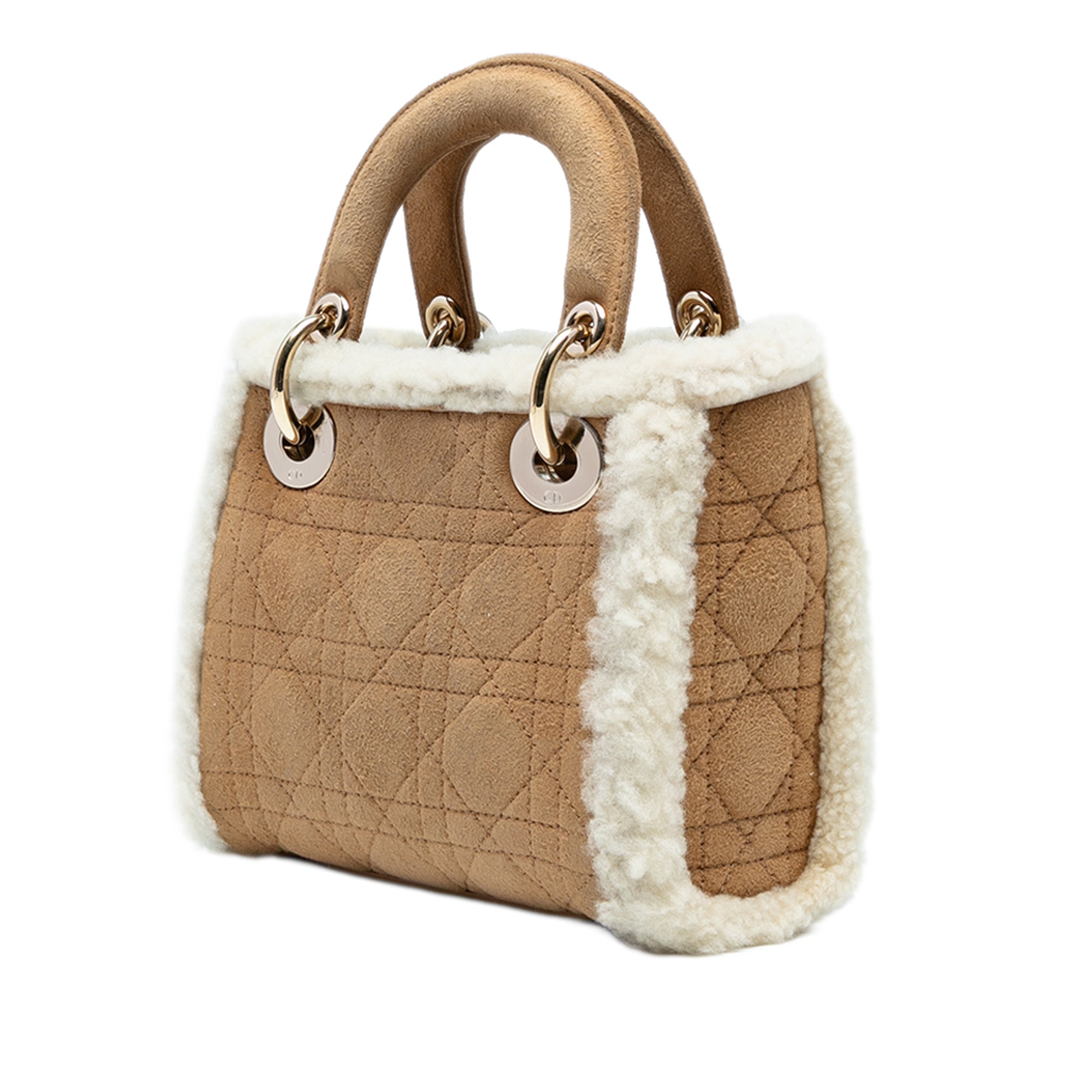 Mini Suede Cannage with Shearling Trim Lady Dior